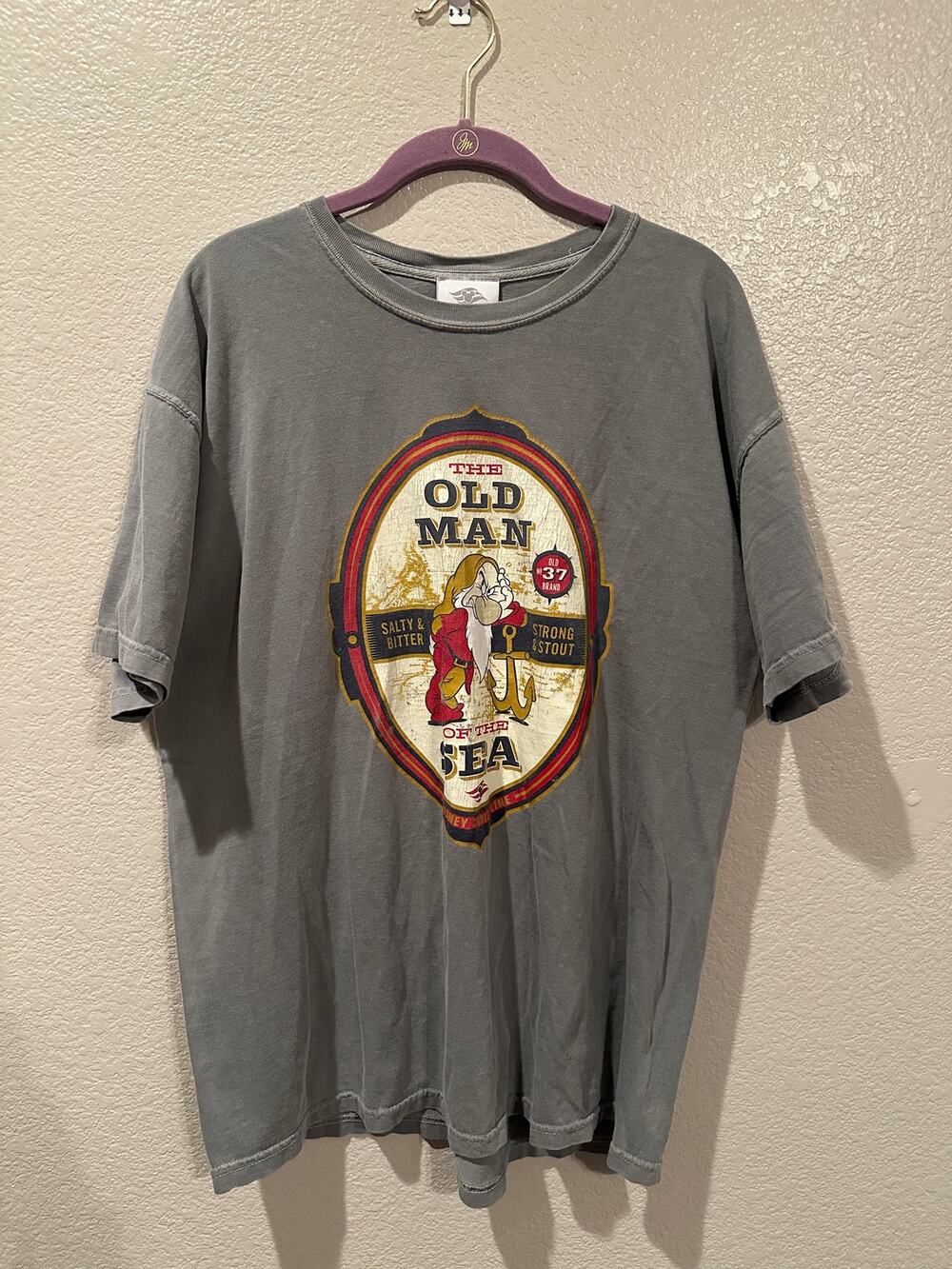 Vintage Disney Parks Cruise Line Old Man in the Sea Salty & Bitter Grumpy Tee L